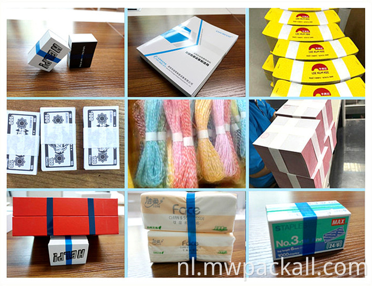 /automatische banderolleermachine automatische tafelbladbanderolleermachine/papieren kartonnen doos omsnoeringsmachine